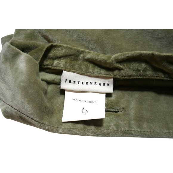 Pottery Barn Olive Green Velvet Pillow Cover 22x22 Covered Buttons Fall Cottage - Picture 3 of 4